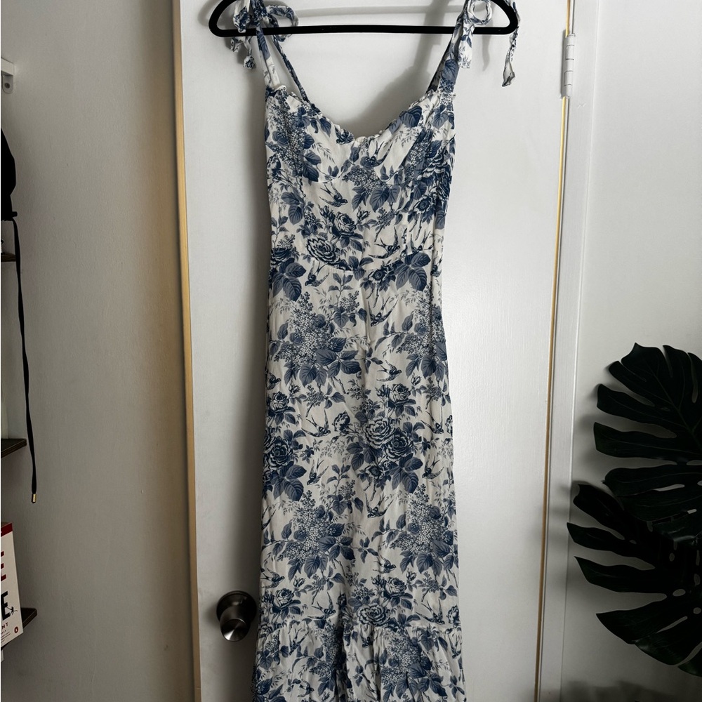 Reformation Blue and White Floral Dress